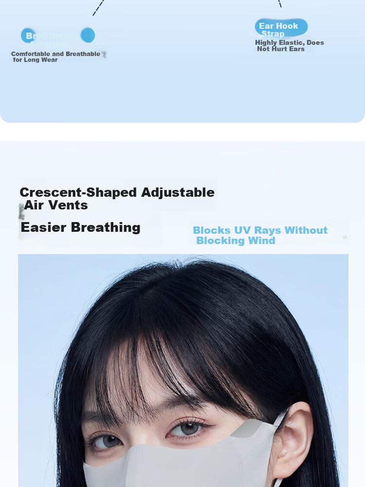 EFZ Ice Silk Sun Protection Mask for Women Summer UV Protection Breathable 3D Eye-Covering Full Face Sun Shield for Cycling 7
