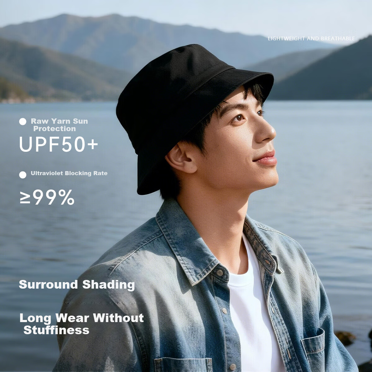 Zhenxiang Men's Solid Color Simple Versatile Bucket Hat Sun Protection UV Protection Summer Spring P1179