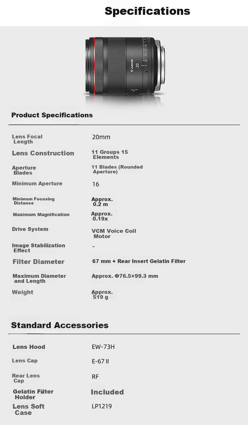 Canon RF 20mm F1.4 L VCM Full-Frame HYBRID Series Wide-Angle Large Aperture Prime Lens 9