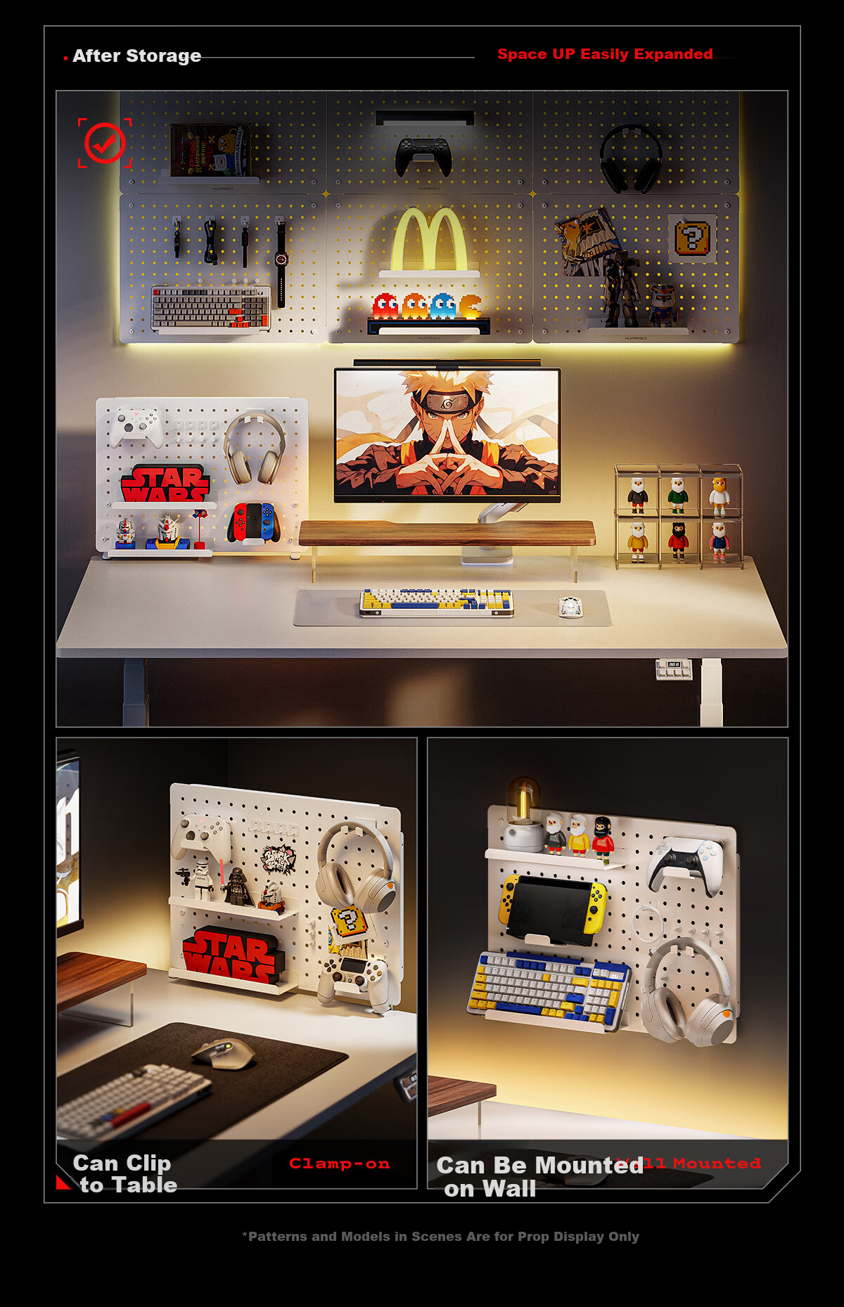 Songneng X Pegboard Accessories Desktop Storage Rack No-Drill Clamp-On Gaming Office Desk Creative Hook Accessory CX-306-W 2