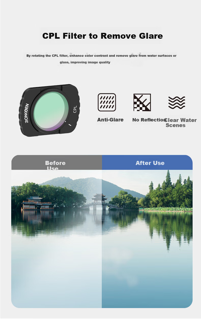 Luoken Magnetic Quick-Release Filter Kit for DJI Pocket 4/3 Camera, Including UV Protective Filter, ND Neutral Density Filter, CPL Polarizing Filter, Macro And Telephoto Lens Filters, And Anti-Light Starlight Filter 9