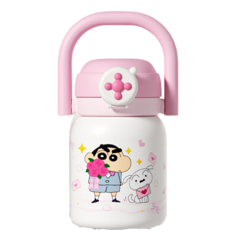 Crayon Shin-chan Stainless Steel Insulated Straw Cup Dual-Use Student School Water Bottle Direct Drinking Cup