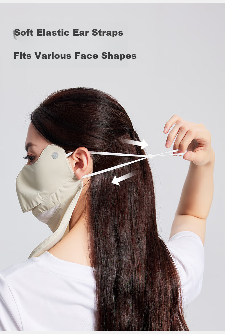 UV100 Taiwan Sun Protection Face Mask Summer UV Shield 3D Open Eye Corner Neck Guard Sun Protection Mask 25410 Germ Rice 13