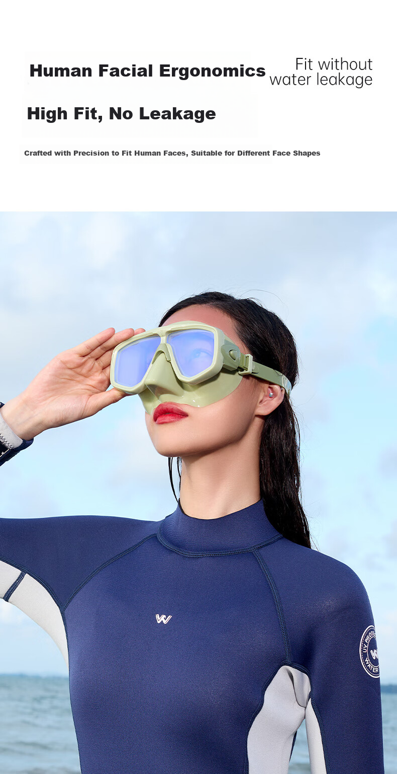 WATERTIME / Shuichuan Snorkeling Mask Set with Coated Lens and Snorkel, White 8