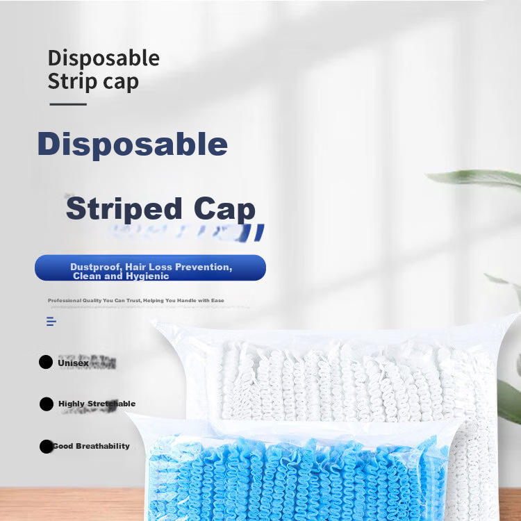Anxiaoxia Disposable Head Cover Kitchen Dustproof Strip Cap Mesh Cap Non-woven Dustproof Hat White 100pcs/Pack 1