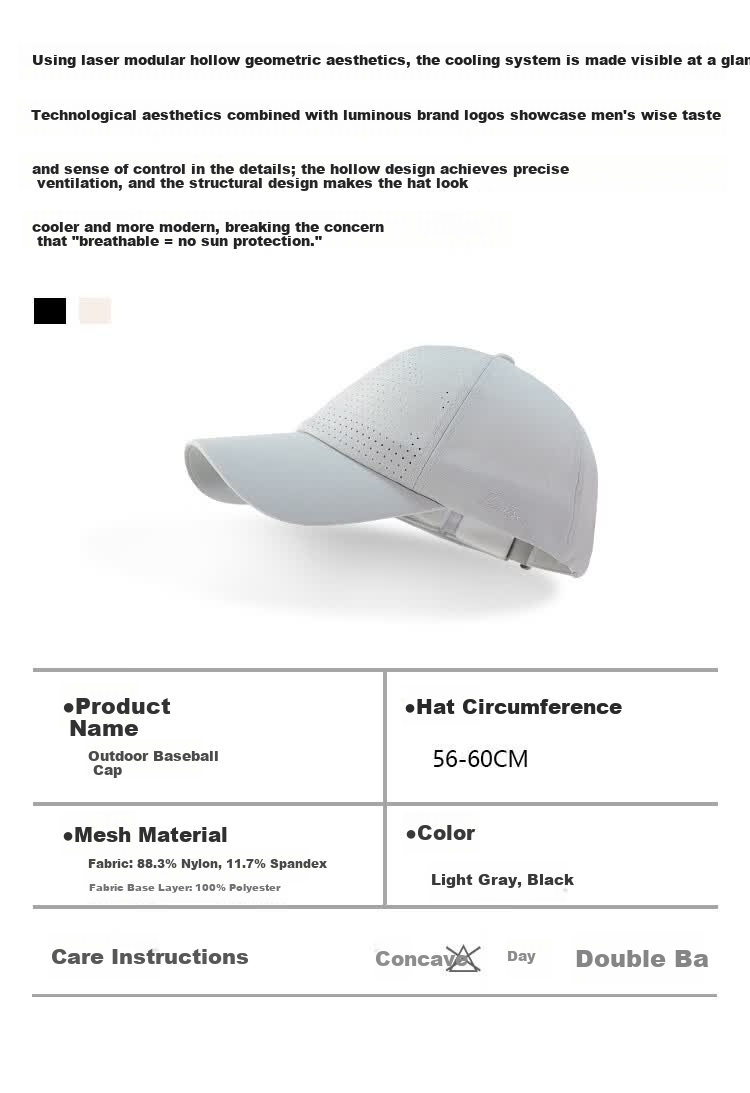 Zhenxiang Men's Spring Outdoor Sun Protection Baseball Cap UV Protection Breathable Duckbill Sports Hat Y1047 2