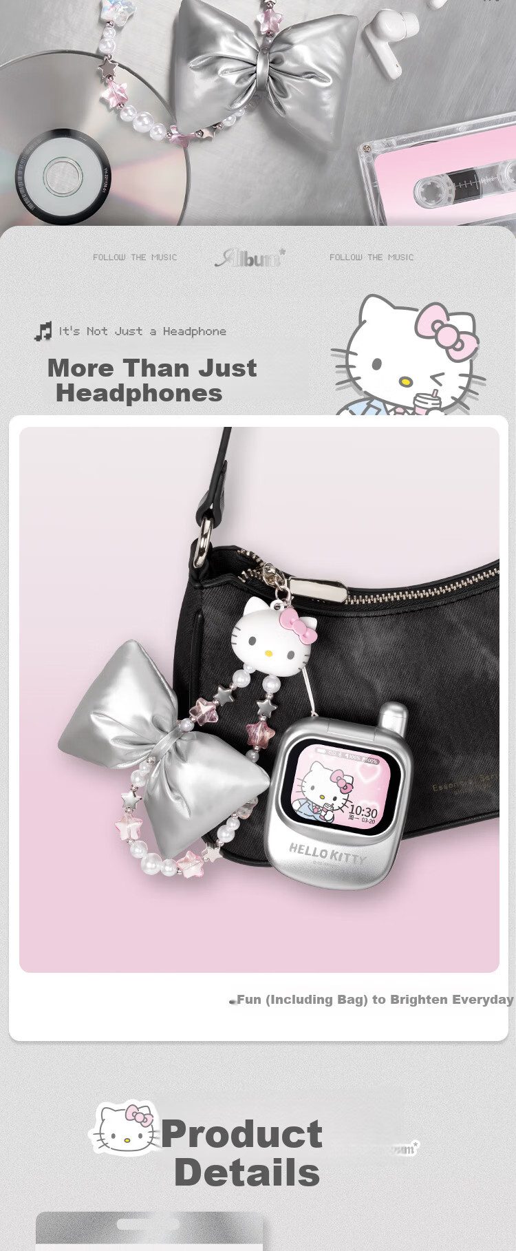 MARtube Hello Kitty Touchscreen Bluetooth In-Ear Earphones Cute High-Value Sanrio Kitty 2026 Latest Gift for Girls Birthday Graduation Children's Day 7