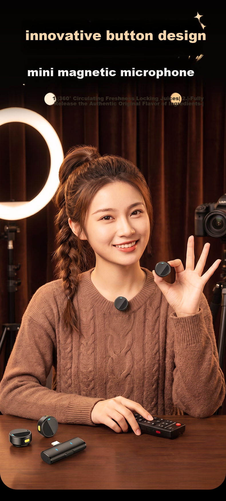 Zhiguozhe Wireless Lavalier Microphone Kit with Triple Noise Reduction and Four Modes for Live Streaming, Voice Recording, and Short Video, Dual Device Connection 3