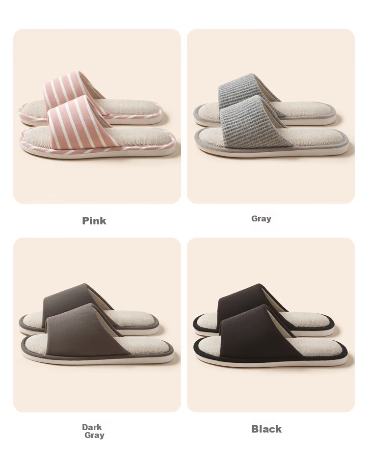 Jiayi Linen Slippers Unisex Lightweight Simple Breathable Home Four Seasons Gray 37-38 JY923 7