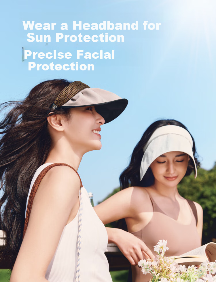 Beneunder Open-Top Sun Protection Hat for Women, Sun Visor Headband, UV Protection, Portable and Foldable 6