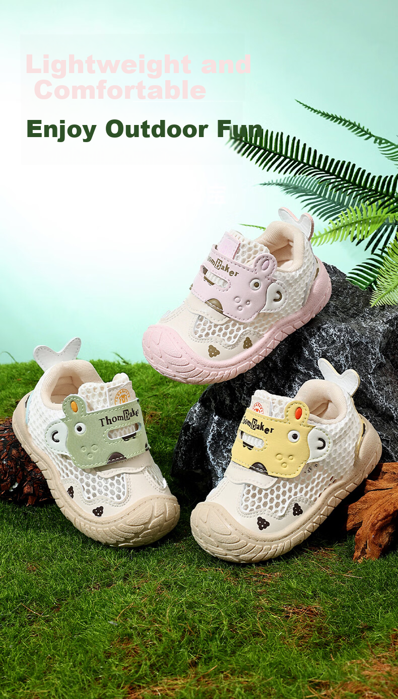 ThomBaker Baby Toddler Walking Shoes Summer Mesh Soft Sole Breathable Functional Shoes Kids Boys Girls Cartoon Shoes Green Deer Size 15 1