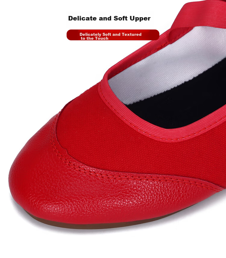 Teslita Red Dance Shoes Women Soft Sole Middle-Aged and Elderly Adult Mid-Heel Square Dance Canvas Shoes Black 2