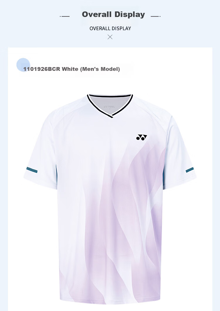 YONEX Badminton Shirt Competition Training Sweat-Absorbing Quick-Dry Running Fitness Sports Short Sleeve T-Shirt 1100126BCR White L 5