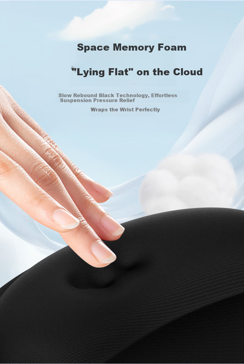 HP MP262 Mouse Pad Wrist Rest Lycra Memory Foam Ergonomic Desktop Silicone Non-Slip Gray for Office and Gaming Men and Women 3
