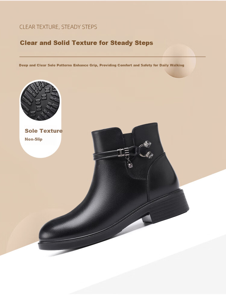 Red Dragonfly Women's Fashion Boots Fleece Lined Warm Lightweight Commuter Short Boots Soft Sole Soft Leather Comfortable WTC459631C Black Size 35 7
