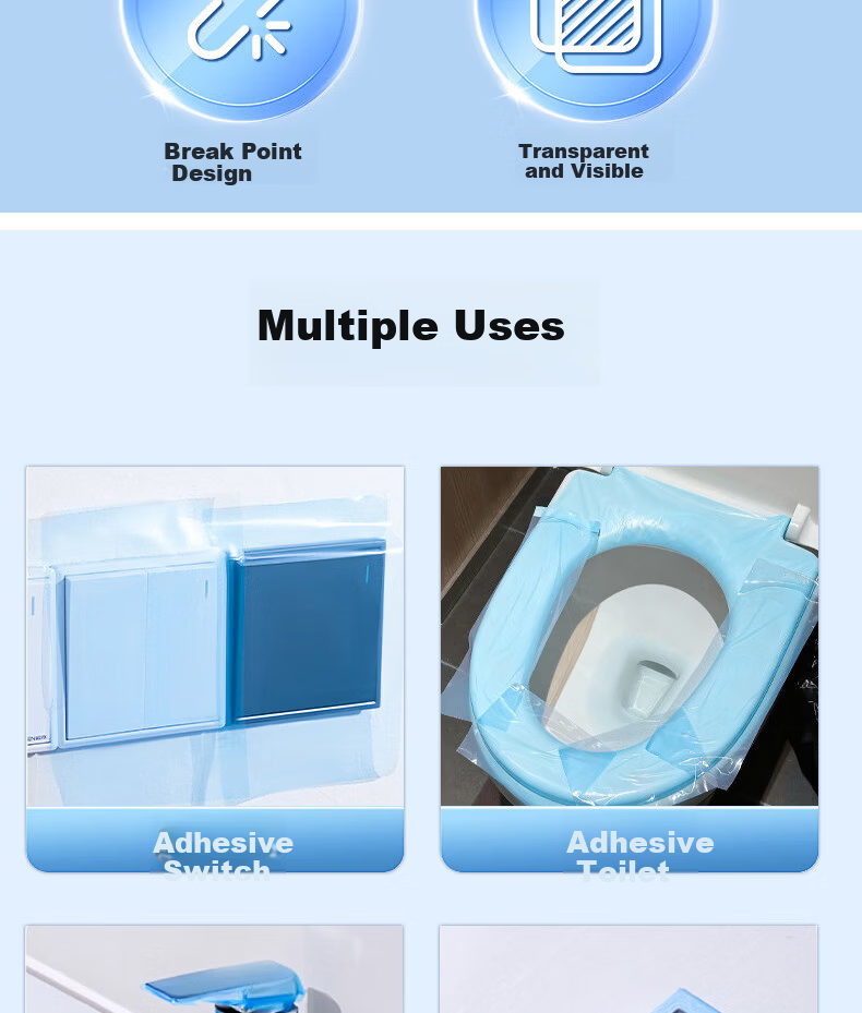 BWNK Hotel Disposable Toilet Seat Covers Travel Portable Full Coverage Sanitary Barrier Film Pink 3