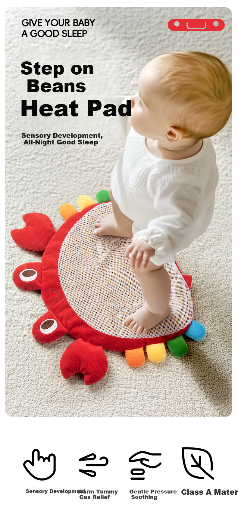 Qinbabe Rattle Newborn Baby Vintage Sheepskin Drum 1-Year-Old Wooden Handheld Bell Toy Children's Day Birthday Gift 1