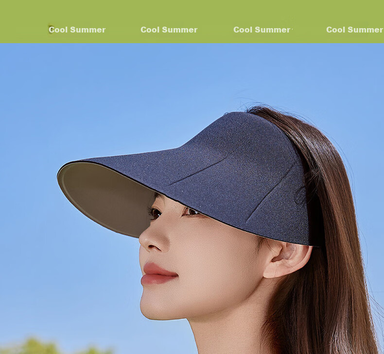 Jingtang Jingpin Seamless Topless Sunshade Hat Women's Summer Large Brim UV Protection Lightweight Foldable Hat 9
