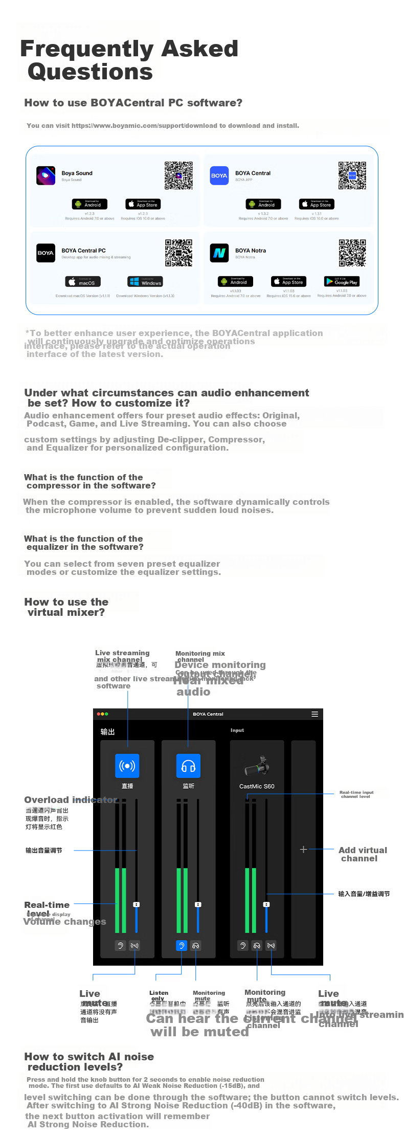 BOYA S60 Computer Microphone Desktop Mic Streaming Gaming Microphone KTV Dubbing Recording Noise-Cancelling Dynamic Microphone with Software Tuning 10