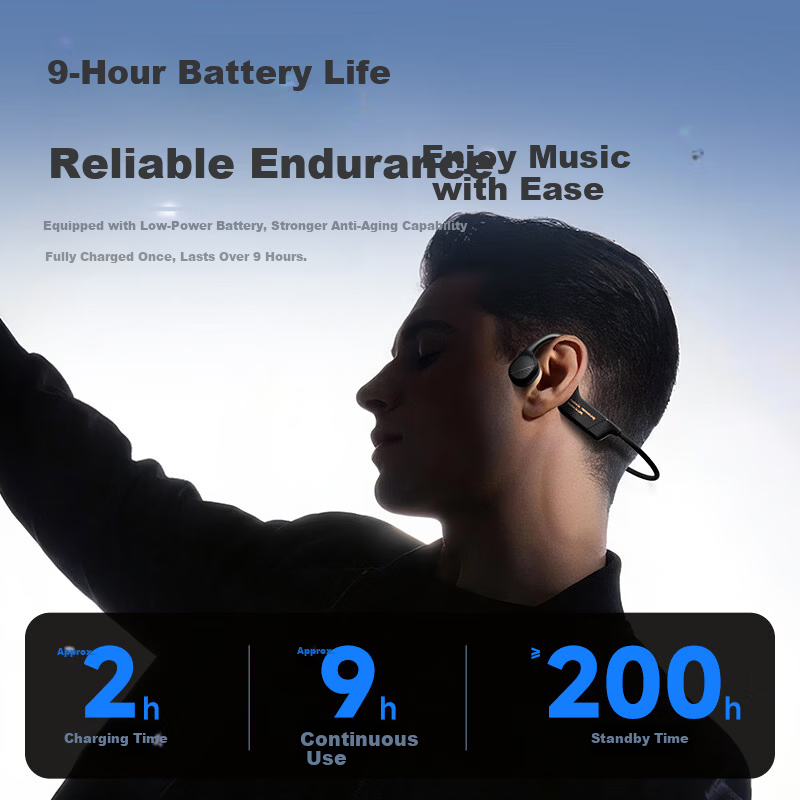 Aigo Bone Conduction Bluetooth Sports Earphones for Kids IP56 Dustproof Waterproof Open Wireless Marathon Cycling Running Ear Hook Long Battery Life GS09e Black