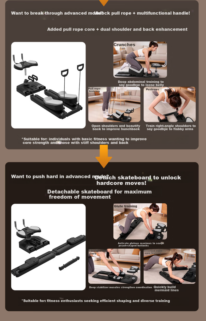 DDS Multifunctional Crawling Machine Lumbar Spine Stretching Core Training Abdominal Roller Home Fitness Equipment Climbing Machine DDS6507H 5