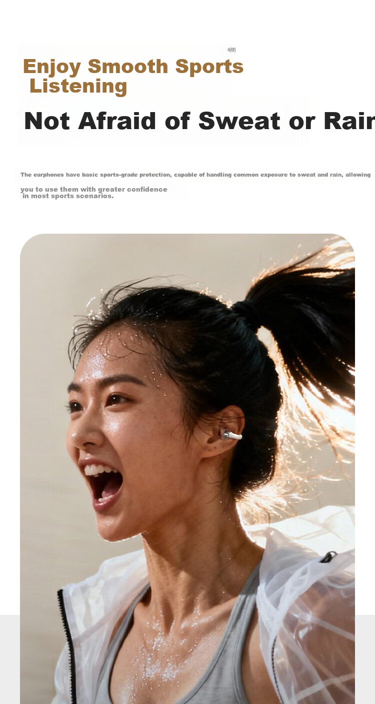 Jiyin [Slight In-Ear Sports Ear Clip] Bluetooth 6.0 Ear Clip Open-Style Running Music Gaming Noise-Cancelling Long Battery Life Bone Conduction Concept Wireless Ear Hook V17 18