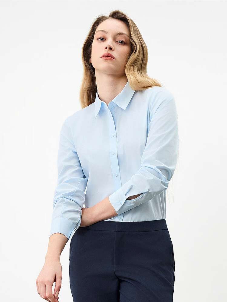 G2000 Women's 2026 Spring Summer Cotton Non-Iron Long Sleeve Shirt with Necklace, Mall Edition 19
