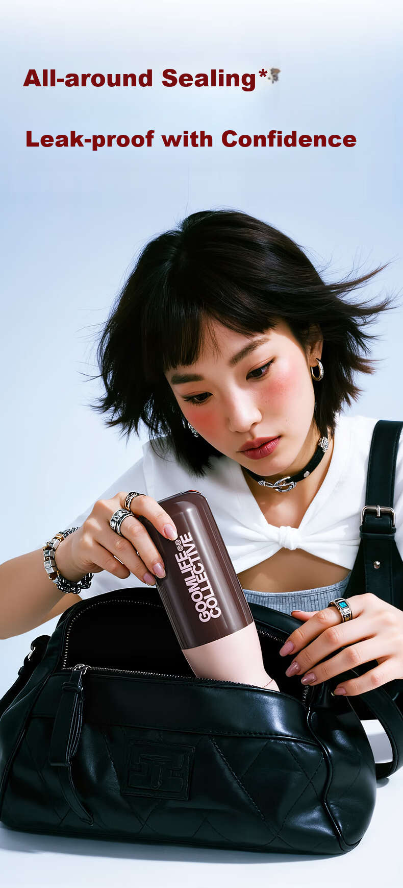 GOOM Double Drinking Sports Insulated Bottle Fitness Straw Cup Portable Car Cup Student Water Bottle 580ml Milk Candy Coffee 6