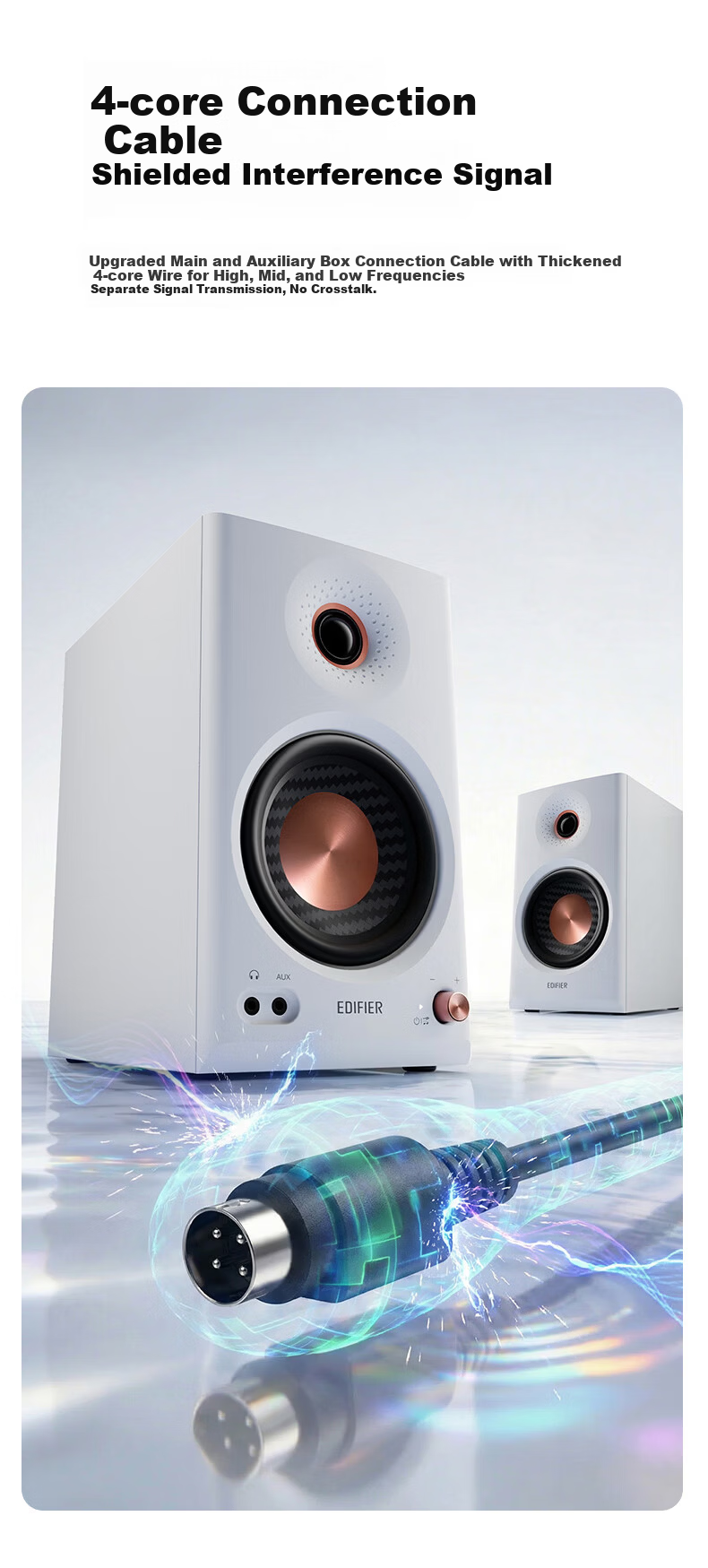 EDIFIER [2026 New Product] MR4BT Wireless Bluetooth Monitor Speaker, High-Fidelity HIFI Sound Quality, Computer And TV Audio System, Desktop Speaker, Dual Gold Certification, White 4