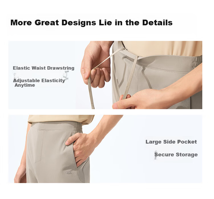 Beneunder Men's Sports Casual Pants Spring Summer Cool Straight Leg High Elastic Breathable CC926 Dark Blue Gray XXL 7
