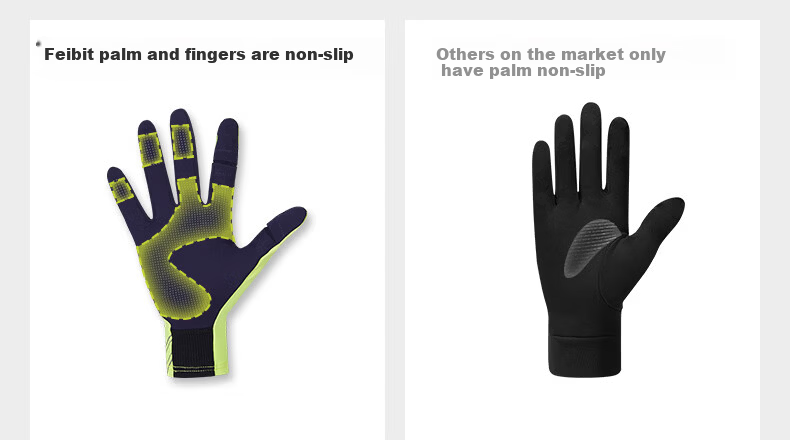 Feibit Thin Fleece Gloves 3.0 Unisex Running Outdoor Warm Touchscreen Cycling Cold-Resistant Classic Black S 12