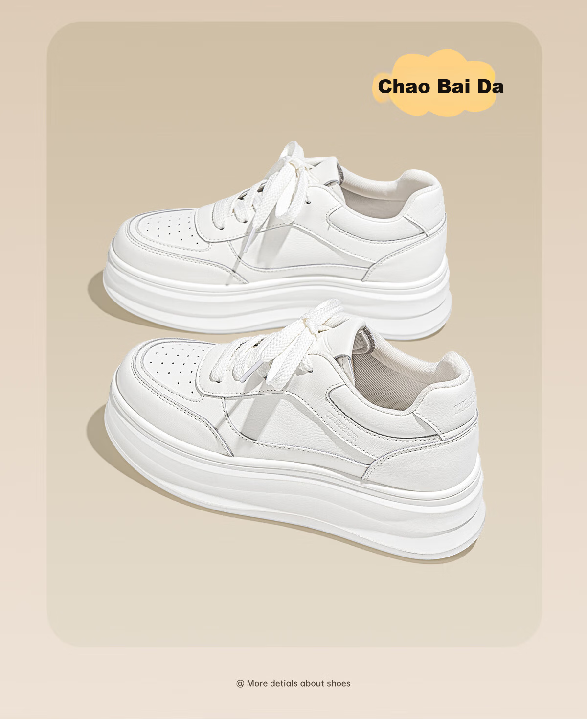 Warrior Women's Autumn Casual Fashion Platform Thick-Soled White Sneakers, Height-Increasing Sports Shoes, Size 40 4