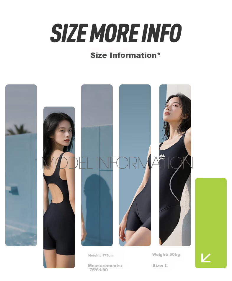 JEEP Women's Racing Professional One-Piece Square Leg Swimsuit Classic Black L 14
