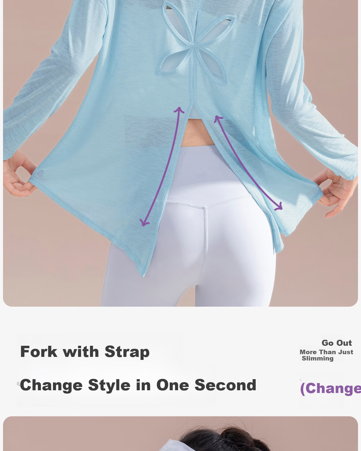 361° Bamboo Slub Yarn Loose Lightweight Hollow Out Back Sports Top Women Outdoor Versatile Yoga Cover Breathable Fitness Long Sleeve 4