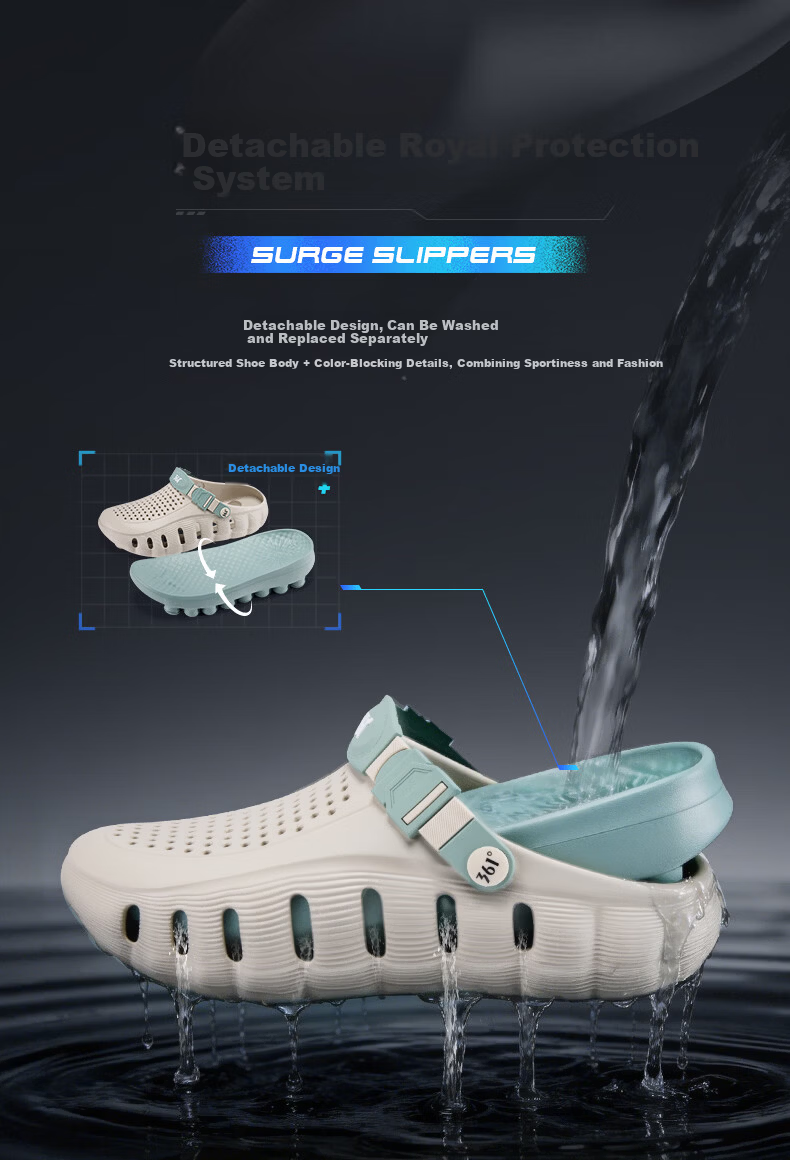 361° Men's Sport Sandals Thick Sole Outdoor Non-Slip Breathable Closed-Toe Beach Slippers 6