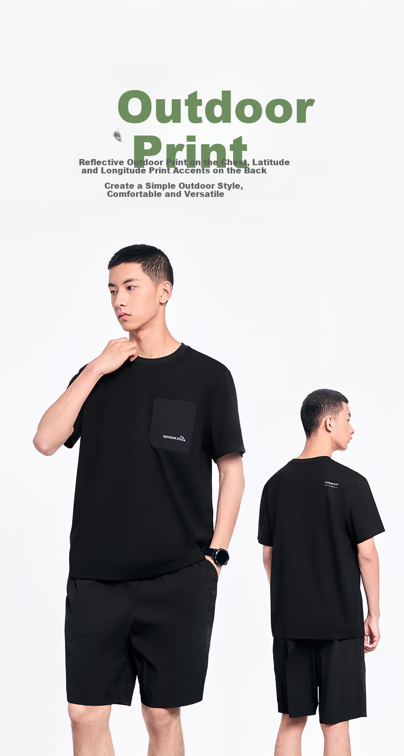 Erke Men's Crew Neck Short Sleeve Knit Shirt Summer Outdoor Antibacterial Sports T-Shirt Breathable Casual Base Layer Top 9