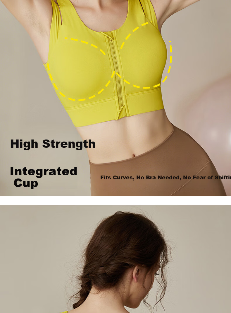 Free Style High-Impact Sports Bra for Women Shockproof Zip-Up Running Fitness Vest Pilates Yoga Side Support Bra 6