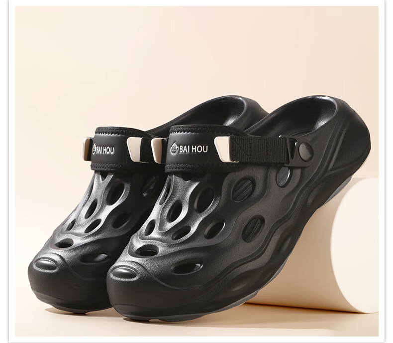 BAIHOU White Monkey Men's Summer Hollow Out Shoes Thick Sole Outdoor Sandals Men's Beach Shoes D-08 White Size 38-39 20