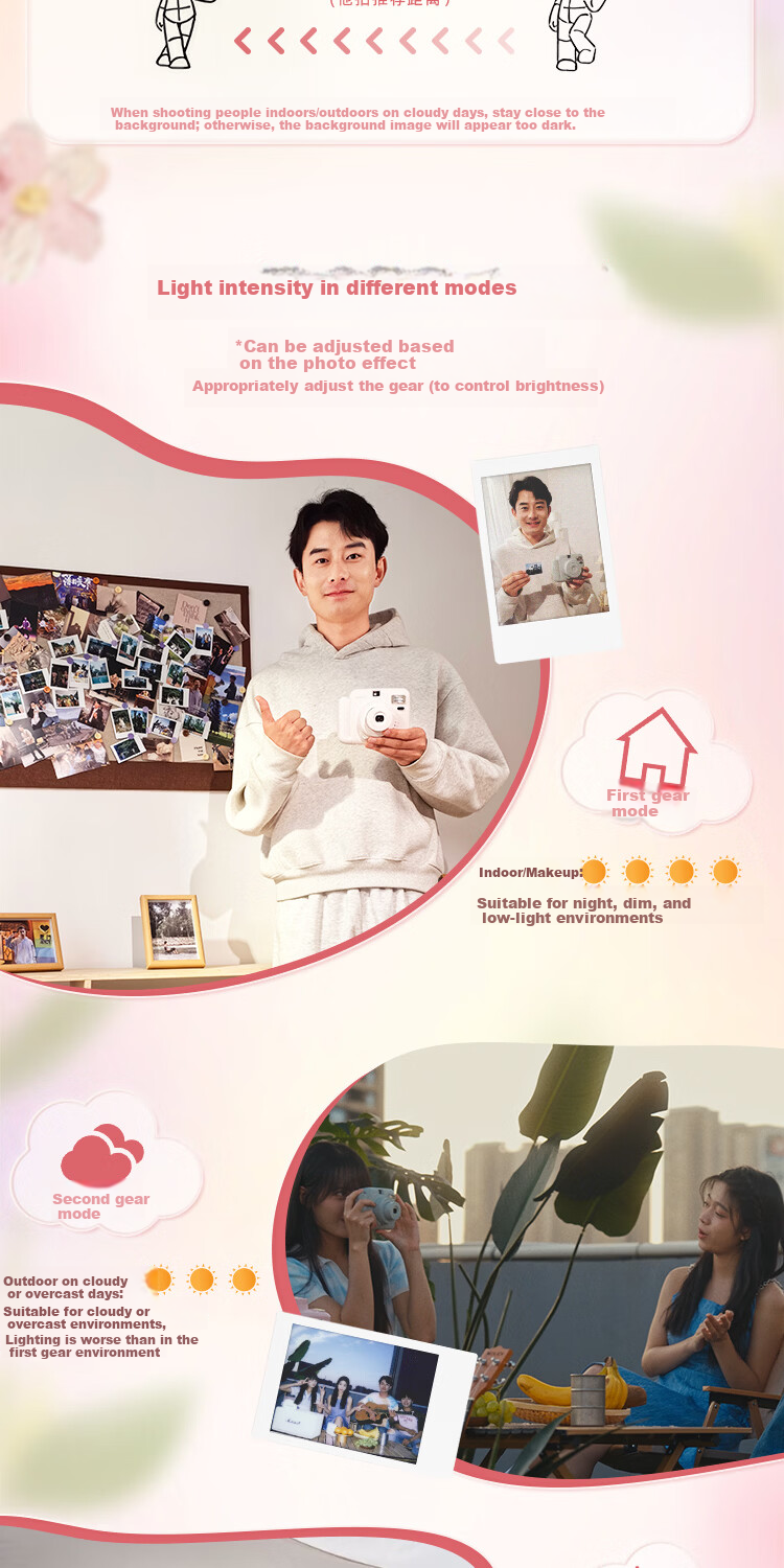 POPOTO Instant Camera Student Selfie Travel Portable One-Time Imaging Camera Gift Box with 10 Photo Papers Rose Blossom Edition 6