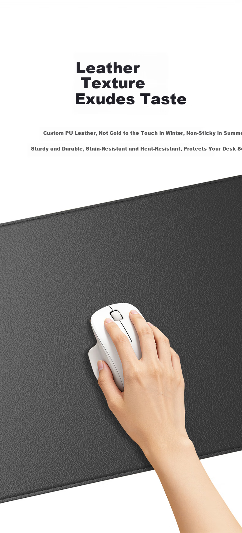HP MP261 PU Leather Edge-Locked Gaming Office Computer Square Mouse Pad Thickened Non-Slip 45*40CM 3