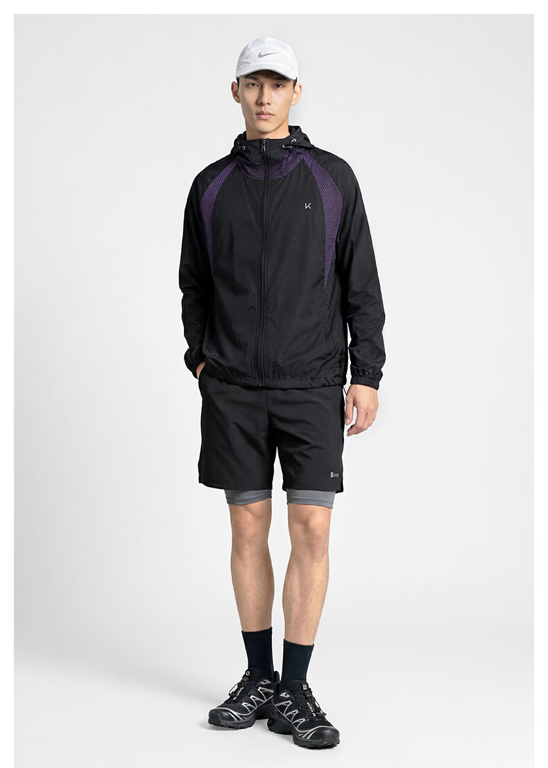 Keep Men's Swim Trunks Double-Layer Sports Running Perforated Four-Point Swimming Shorts 130 Black L 17
