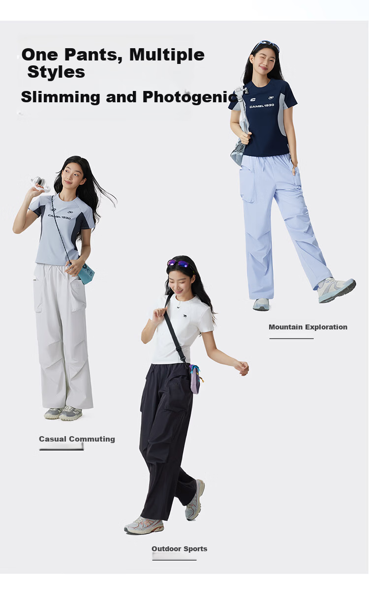 CAMEL Outdoor Quick-Dry Military Pants for Women Spring Summer 2026 Breathable Cooling Sun-Protective Hiking Pants 5011 (Dilireba Edition) 12