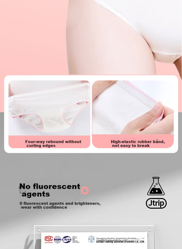 Jtrip Disposable Cotton Women's Underwear Travel Business Portable Maternity Postpartum Menstrual Wash-Free Underwear XXL 5-Pack 5