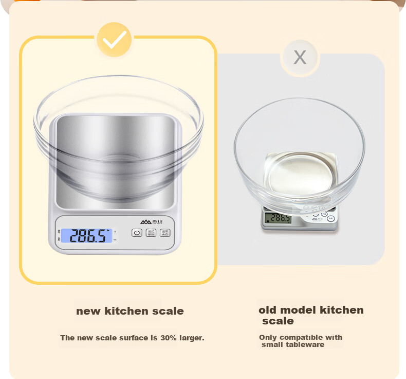 Xiangshan Electronic Kitchen Scale 0.1g Precision Baking Scale Stainless Steel Large Platform 6kg Rechargeable 4