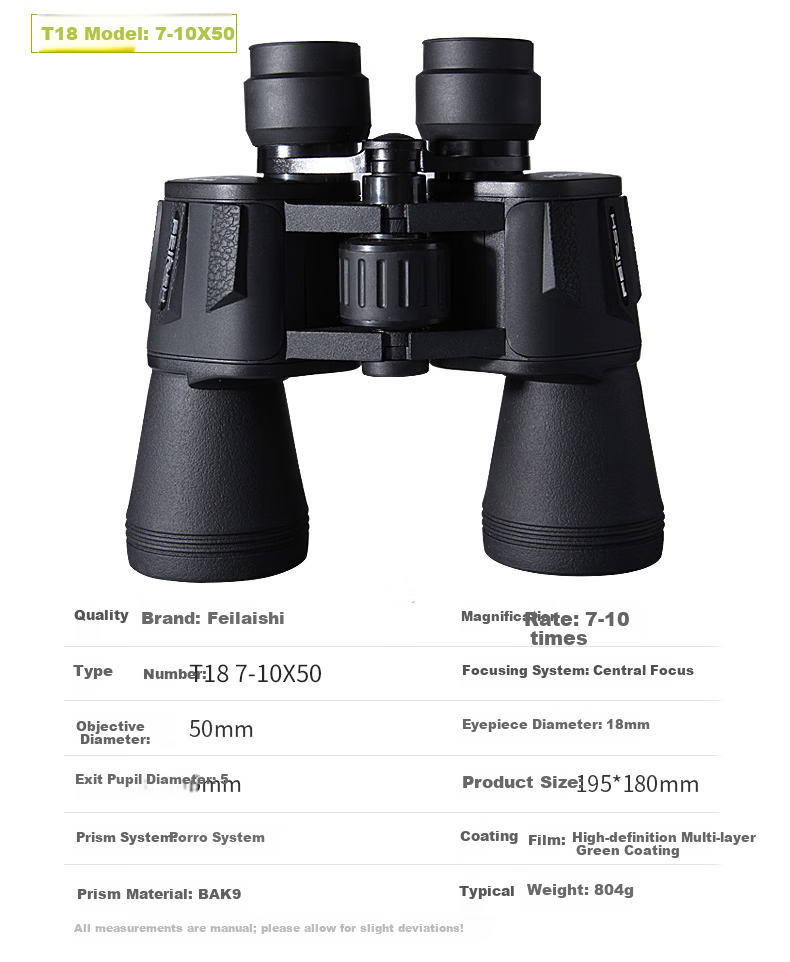 FEIRSH 10X50 Binoculars, High Magnification, High Definition, Low Light Night Vision, Bird Watching, Military Telescope, Concert Viewing Glasses T33 13