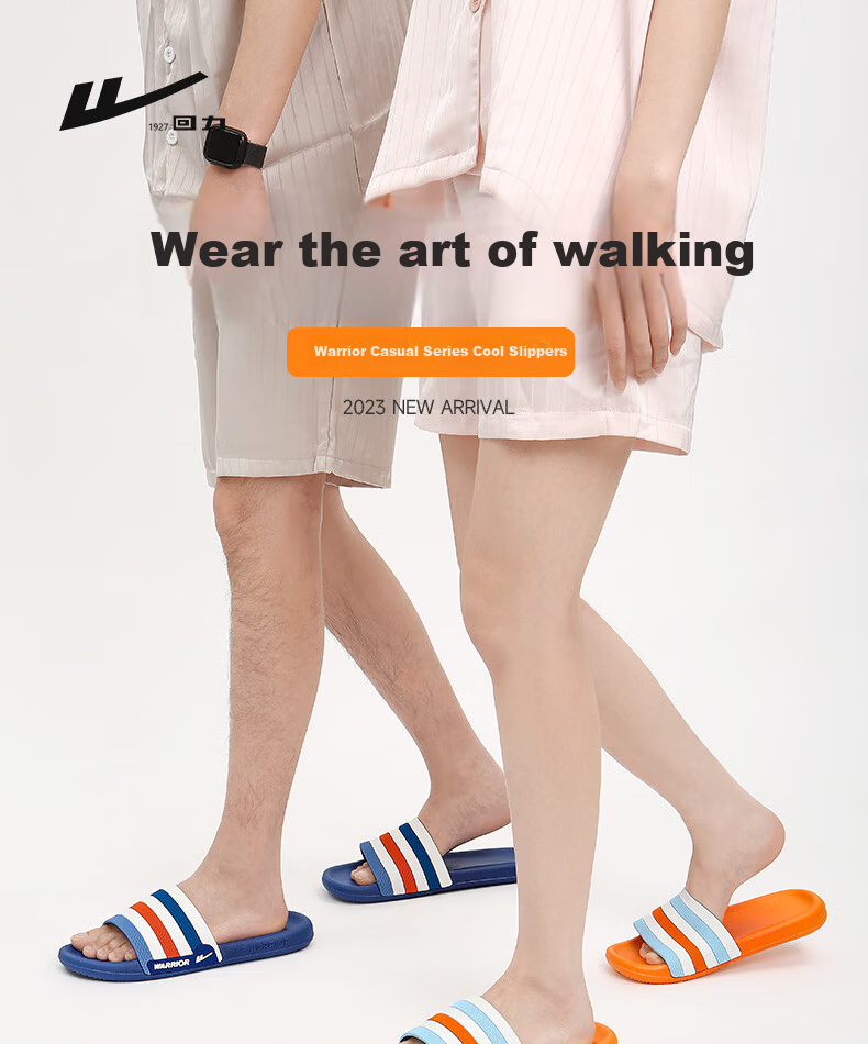 Warrior Official Slippers Unisex 2026 Summer Indoor Non-Slip Sandals Outdoor Flip Flops Black White - Men Size 44-45 1