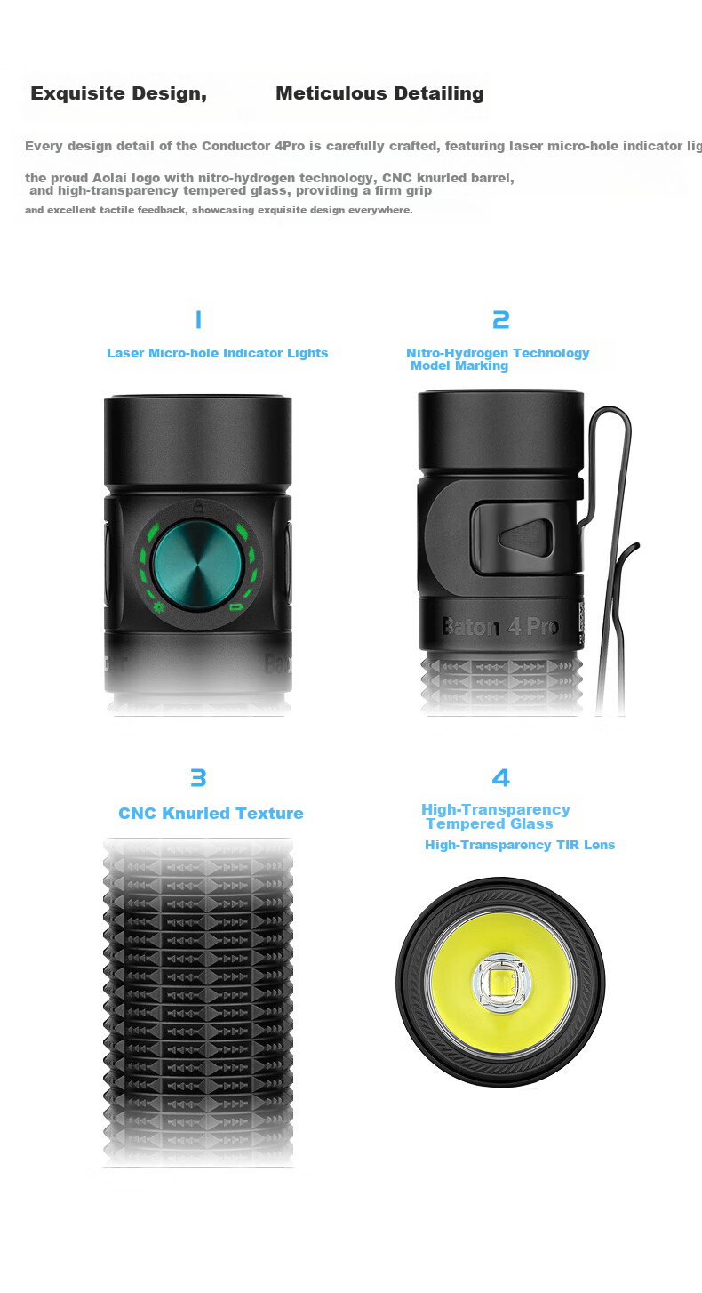 OLIGHT Baton 4 Pro Tactical Flashlight High Brightness Long Battery Life Portable Outdoor Night Work Lighting 7