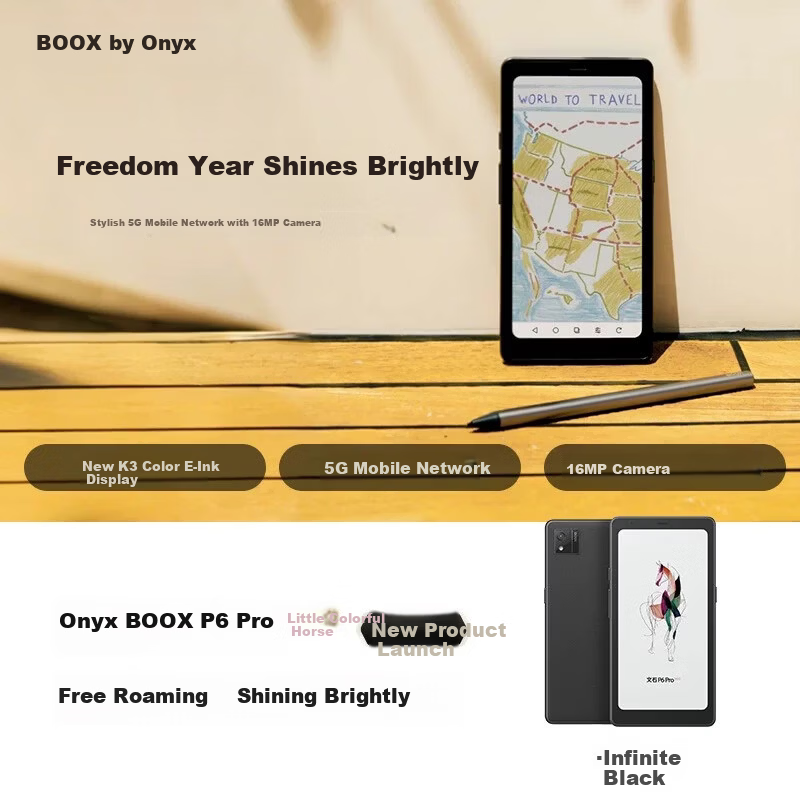 BOOX P6 Pro Color E-Reader 6.13-inch Color E-Ink Tablet Black