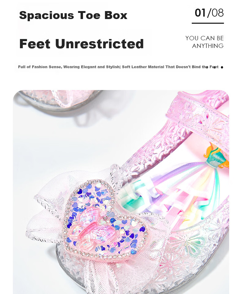 Barbie Kids Girls Summer Jelly Shoes Princess Crystal Water Sandals Outdoor DA7252 Light Blue Size 27 5