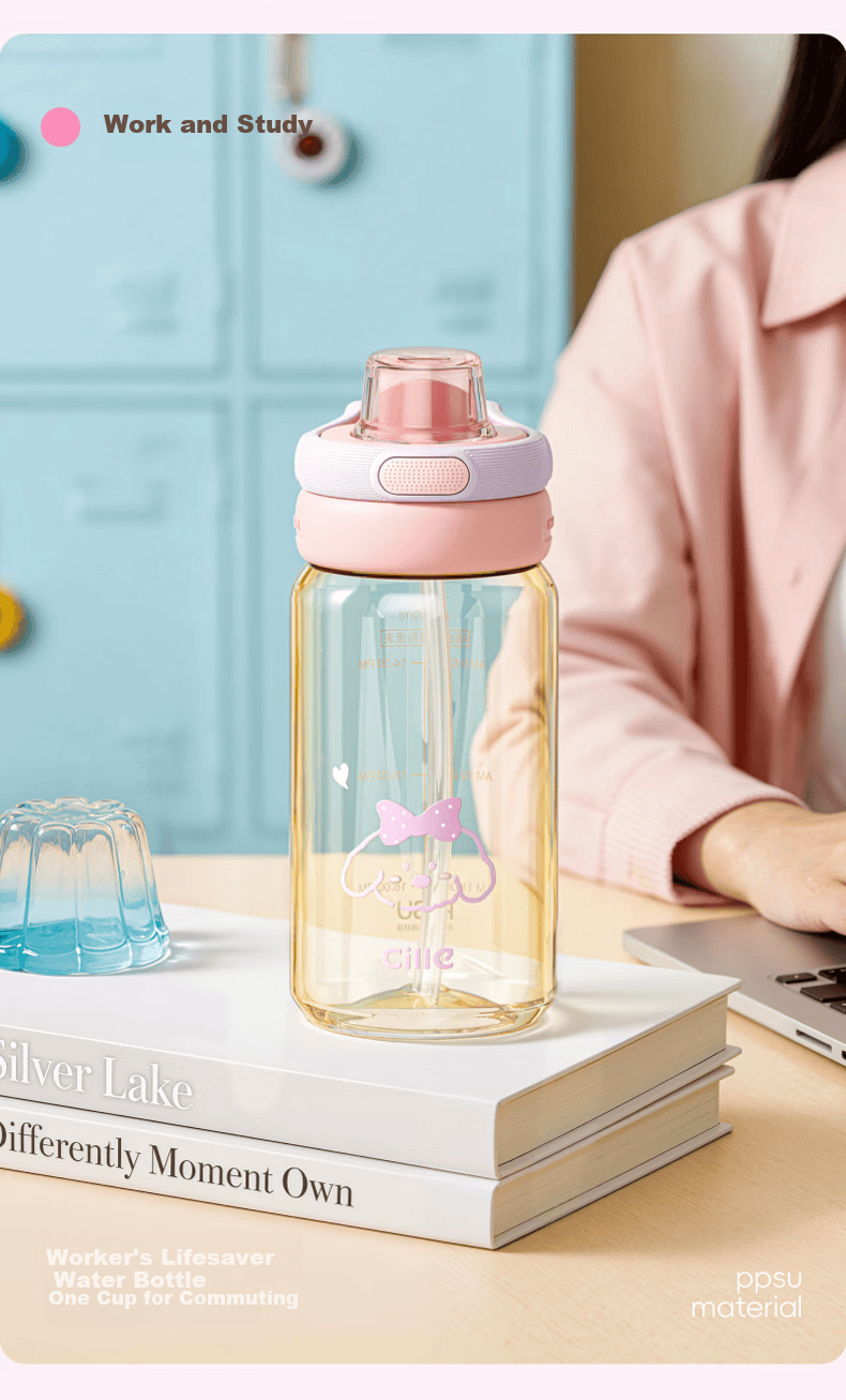 Cille Large Capacity PPSU Health Material Straw Cup Baby Bottle Grade Student School Sports Direct Drinking Cup 4